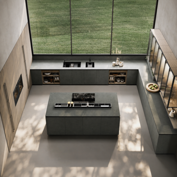 Cuisine Binova porte pivotante gamme Hily+Bluna